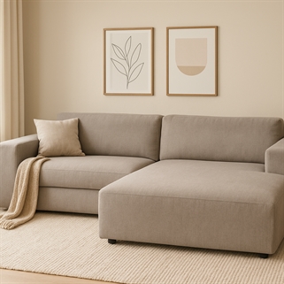 Willard 3. personers sofa m. chaiselong | Beige stof